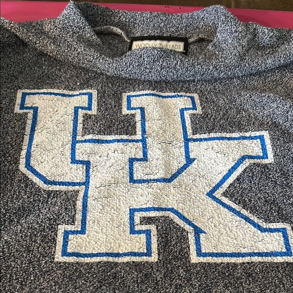 Blue and Gray Crewneck Sweater with Collegiate Logo
